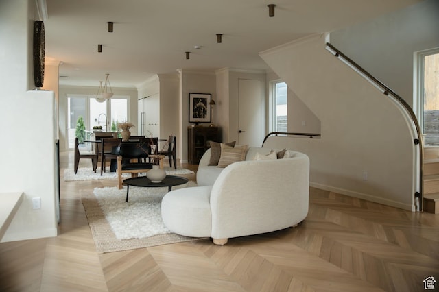 520 N H St E, Salt Lake City, UT 84103 - living area featuring baseboards and ornamental molding