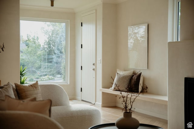 520 N H St E, Salt Lake City, UT 84103 - sitting room featuring crown molding and baseboards
