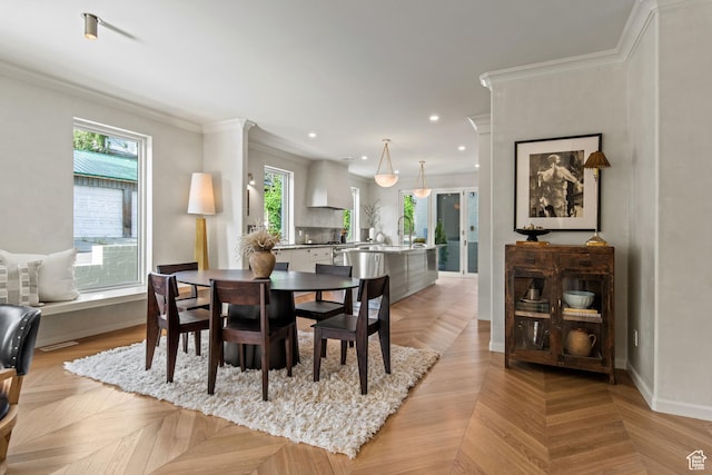 520 N H St E, Salt Lake City, UT 84103 - dining room featuring ornamental molding, recessed lighting, and baseboards