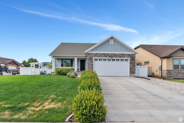 488 E Acord Way, Heber City, UT 84032 - view of front of property featuring stone siding, board and batten siding, an attached garage, and concrete driveway