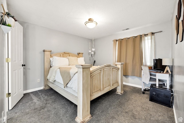 304 N 1000 E, Hyde Park, UT 84318 - bedroom with dark carpet, baseboards, and a textured ceiling