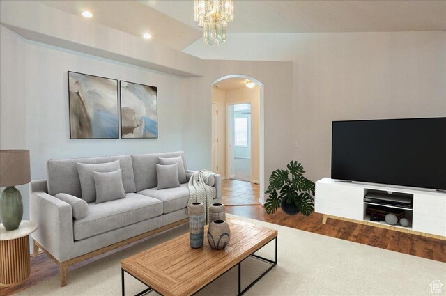 432 S 755 E, Layton, UT 84041 - living room featuring arched walkways, recessed lighting, and baseboards
