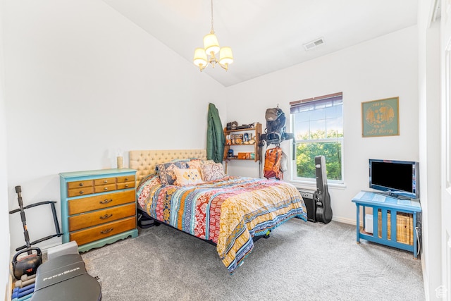 839 W Jordan Oaks Ct S, Sandy, UT 84070 - carpeted bedroom with a chandelier, baseboards, and vaulted ceiling