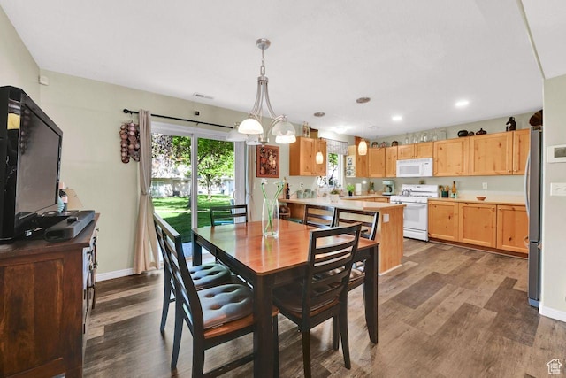 1427 S Blossom Ln, Ogden, UT 84404 - dining room featuring dark wood-type flooring, recessed lighting, and baseboards