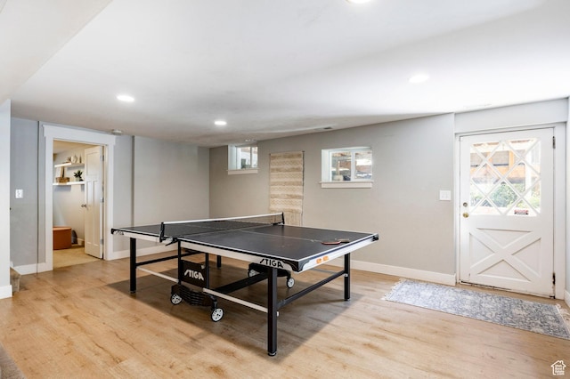 2262 E 1700 S, Salt Lake City, UT 84108 - game room featuring light wood-style floors, recessed lighting, baseboards, and plenty of natural light