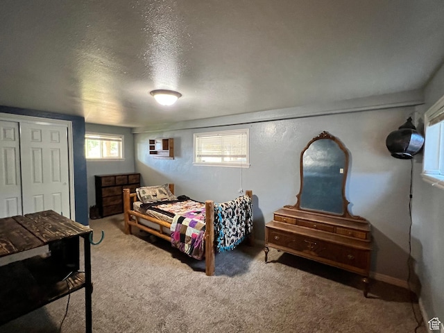145 N 200 W, Roosevelt, UT 84066 - bedroom featuring carpet, a textured ceiling, and a closet