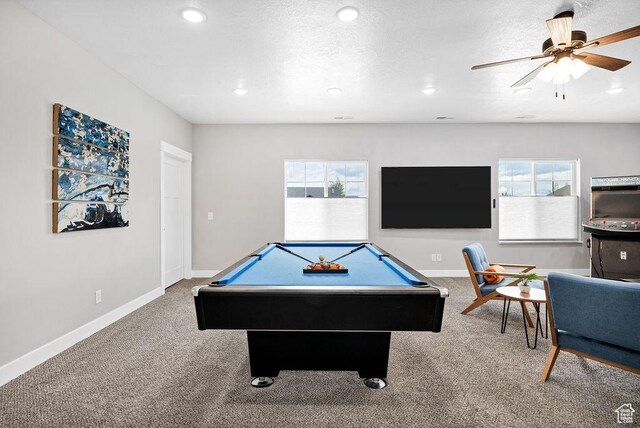670 N Lake Sight Dr, Garden City, UT 84028 - recreation room featuring carpet flooring, billiards, healthy amount of natural light, baseboards, and recessed lighting
