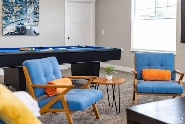 670 N Lake Sight Dr, Garden City, UT 84028 - game room featuring billiards, carpet flooring, and baseboards