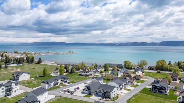 670 N Lake Sight Dr, Garden City, UT 84028 - aerial view of residential area with a water and mountain view
