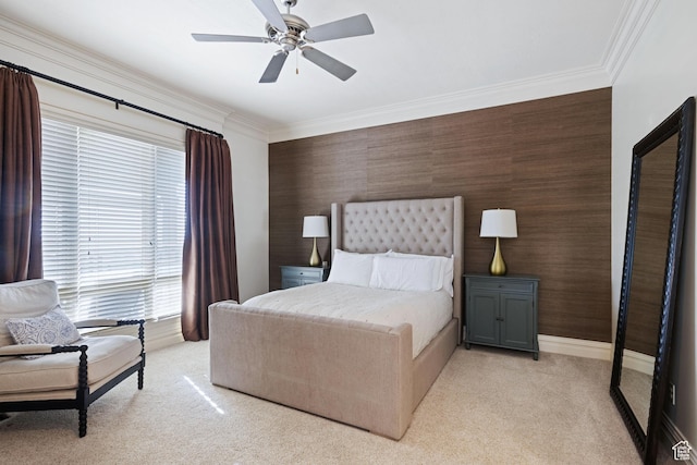 281 N Almond St W, Salt Lake City, UT 84103 - bedroom featuring light colored carpet, crown molding, ceiling fan, and baseboards