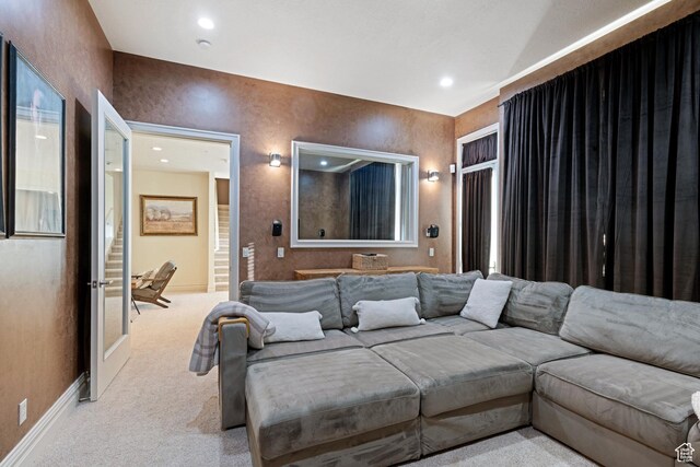 281 N Almond St W, Salt Lake City, UT 84103 - living area featuring carpet flooring, baseboards, and recessed lighting