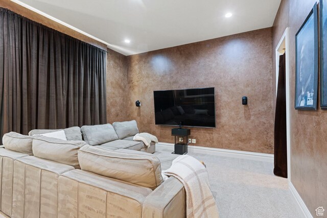 281 N Almond St W, Salt Lake City, UT 84103 - carpeted home theater room with baseboards and recessed lighting