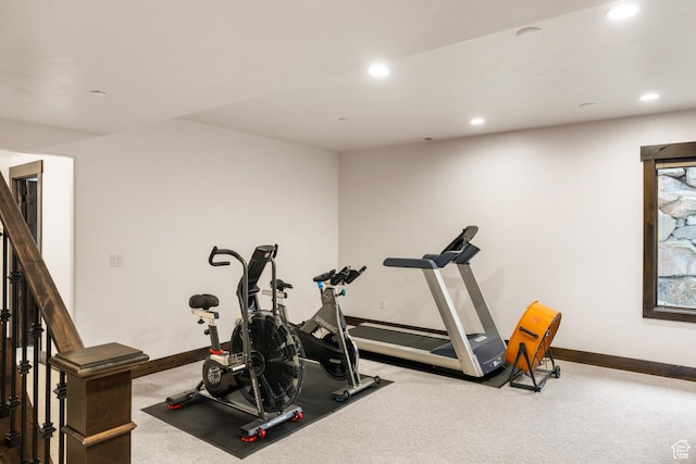 1765 E Kings Peak Cir Unit Cp-21, Heber City, UT 84032 - exercise room featuring baseboards, carpet flooring, and recessed lighting