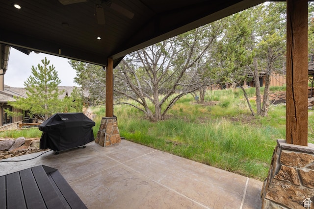 1765 E Kings Peak Cir Unit Cp-21, Heber City, UT 84032 - view of patio with a ceiling fan and grilling area