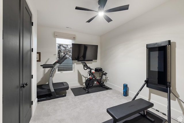13200 N Alexis Dr, Heber City, UT 84032 - workout room with a ceiling fan, carpet floors, and baseboards