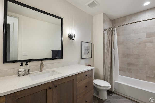 13200 N Alexis Dr, Heber City, UT 84032 - full bath with vanity, toilet, shower / bath combo, and recessed lighting