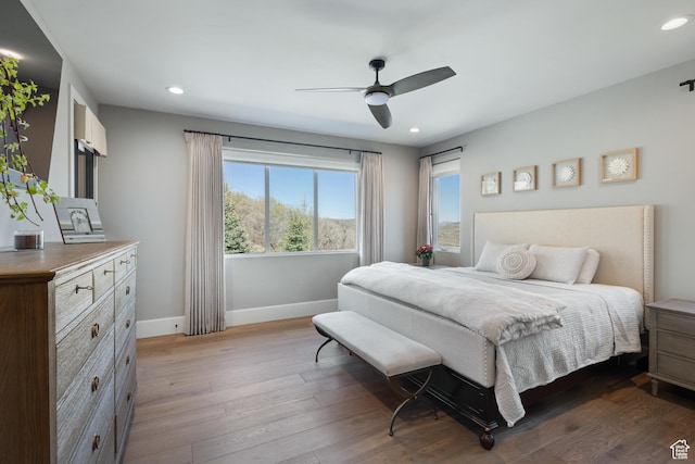 13200 N Alexis Dr, Heber City, UT 84032 - bedroom with baseboards, recessed lighting, dark wood-type flooring, and a ceiling fan