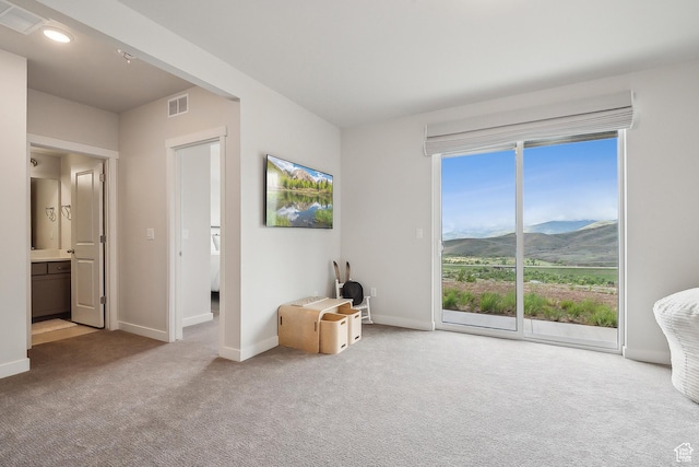 5991 Westridge Rd, Heber City, UT 84032 - bedroom with access to outside, carpet floors, a mountain view, and baseboards