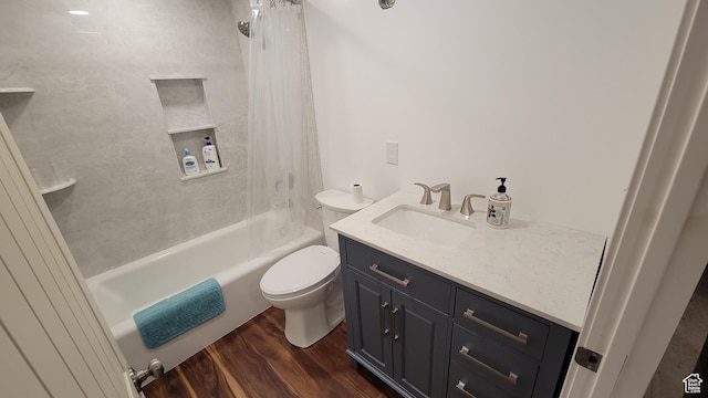 3081 N 100 E, North Ogden, UT 84414 - full bath featuring wood finished floors, toilet, vanity, and shower / bath combination