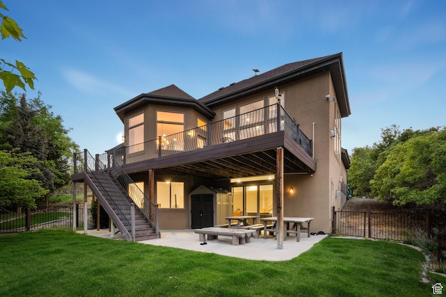 740 S Oak Dr, Woodland Hills, UT 84653 - rear view of house with a patio, stucco siding, stairway, and a deck