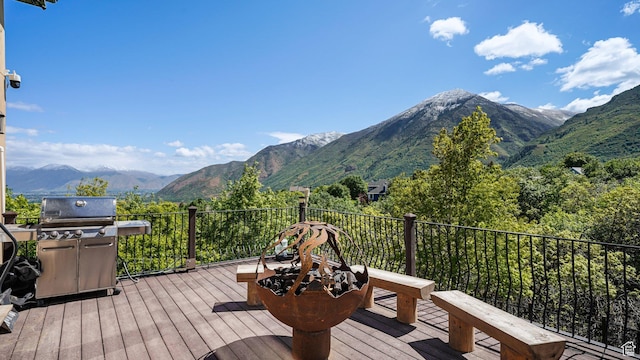740 S Oak Dr, Woodland Hills, UT 84653 - deck with a mountain view and area for grilling
