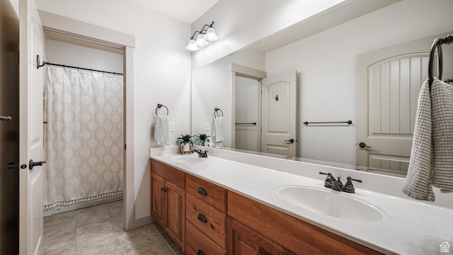 740 S Oak Dr, Woodland Hills, UT 84653 - bathroom with double vanity and tile patterned floors