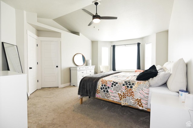 581 W 2030 N Unit 19A, Tooele, UT 84074 - bedroom featuring carpet flooring, lofted ceiling, a ceiling fan, and baseboards