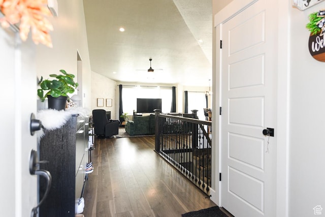 581 W 2030 N Unit 19A, Tooele, UT 84074 - hallway with an upstairs landing, wood finished floors, and recessed lighting