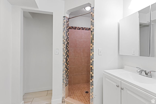 333 S 100 W, Payson, UT 84651 - bathroom featuring a shower stall, vanity, baseboards, and tile patterned flooring