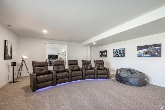 717 N Bridal Creek Ln E, Heber City, UT 84032 - home theater with carpet floors, baseboards, and recessed lighting