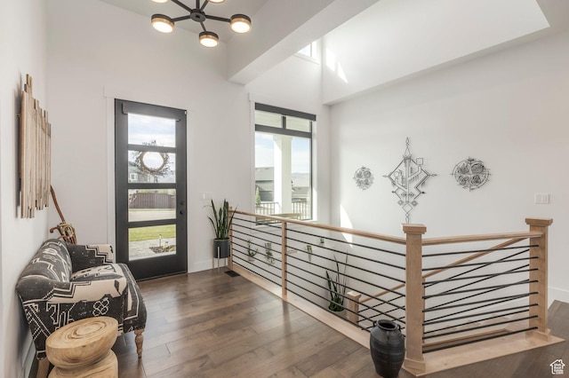 717 N Bridal Creek Ln E, Heber City, UT 84032 - entrance foyer featuring wood-type flooring, a chandelier, and baseboards