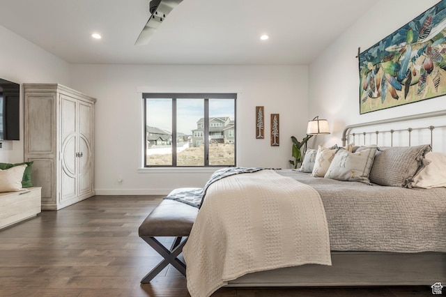 717 N Bridal Creek Ln E, Heber City, UT 84032 - bedroom with dark wood-style floors, recessed lighting, and baseboards