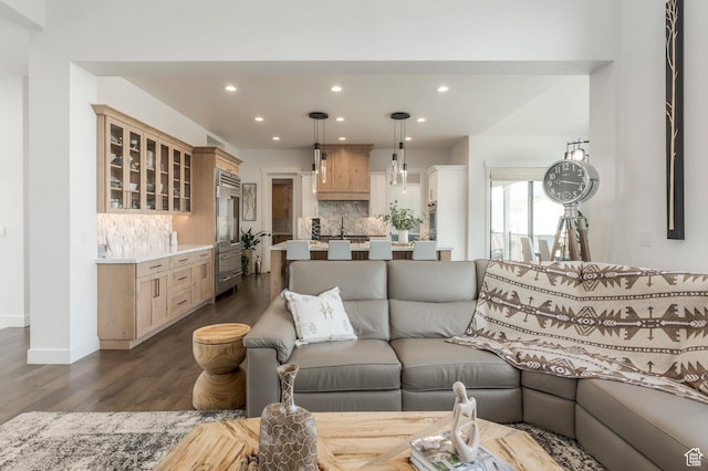 717 N Bridal Creek Ln E, Heber City, UT 84032 - living area with dark wood-type flooring, recessed lighting, and baseboards