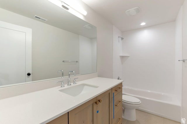 2133 N 725 W, Centerville, UT 84014 - full bathroom with toilet, tile patterned flooring, vanity, shower / bathtub combination, and recessed lighting