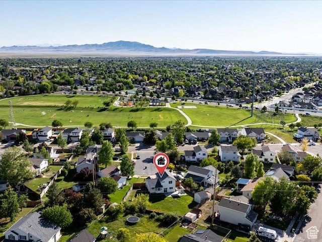 2014 S Jenny Ln, Clearfield, UT 84015 - aerial overview of property's location with mountains and nearby suburban area