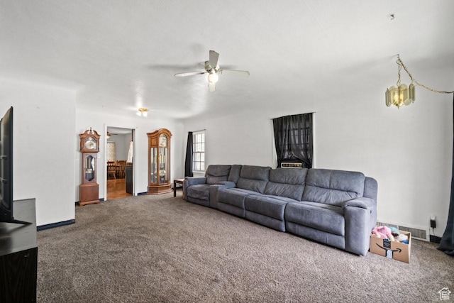 960 Patterson St, Ogden, UT 84403 - carpeted living area with a ceiling fan and baseboards