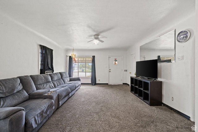 960 Patterson St, Ogden, UT 84403 - living room with a ceiling fan, carpet flooring, and baseboards