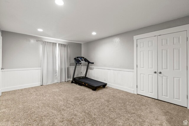 1933 N 120 W, Tooele, UT 84074 - workout area with recessed lighting, a wainscoted wall, and carpet floors
