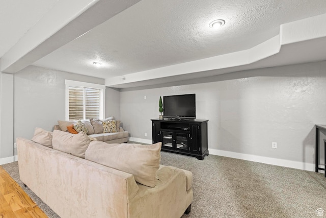 1933 N 120 W, Tooele, UT 84074 - carpeted living room featuring a textured ceiling and baseboards