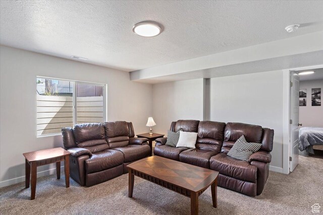 2221 W Prevedel Dr S, West Haven, UT 84401 - living room with light carpet, a textured ceiling, and baseboards
