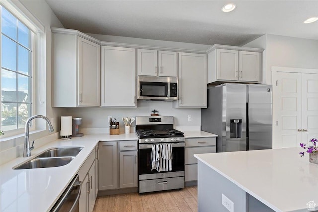 2221 W Prevedel Dr S, West Haven, UT 84401 - kitchen featuring stainless steel appliances, a sink, plenty of natural light, light countertops, and recessed lighting