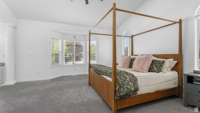 5557 W 13680 S, Herriman, UT 84096 - bedroom with carpet floors, vaulted ceiling, and baseboards