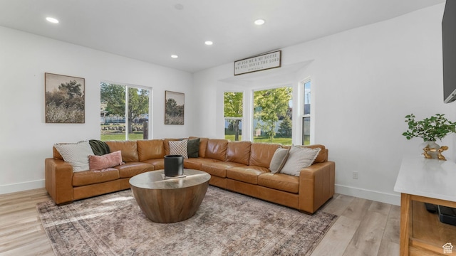 5557 W 13680 S, Herriman, UT 84096 - living room with light wood-type flooring, recessed lighting, and baseboards