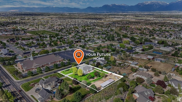 5557 W 13680 S, Herriman, UT 84096 - view of property location with property boundaries highlighted, a mountain backdrop, and nearby suburban area