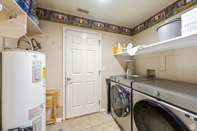1040 N 1300th St Unit 52, St George, UT 84770 - laundry area with electric water heater, washing machine and dryer, and light tile patterned floors