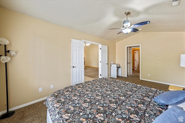 1040 N 1300th St Unit 52, St George, UT 84770 - bedroom with carpet, lofted ceiling, baseboards, and ceiling fan