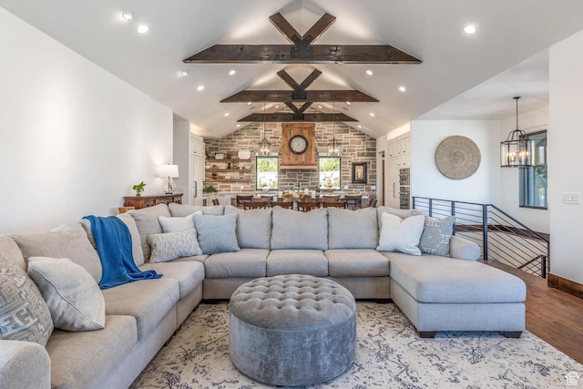 900 W Weber Canyon Rd, Oakley, UT 84055 - living room with a chandelier, light wood-type flooring, recessed lighting, and baseboards