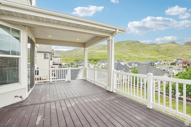 15056 S Sage Terrace Ln Unit 1014, Herriman, UT 84096 - wooden deck with a residential view and a mountain view