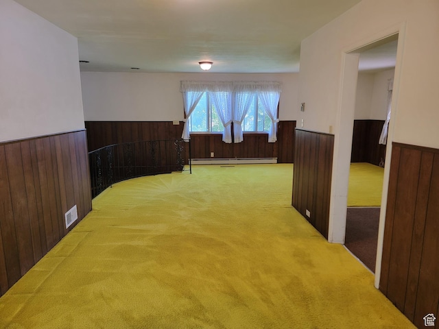 494 W 400 S, Cedar City, UT 84720 - carpeted spare room featuring wainscoting, a baseboard radiator, and wooden walls
