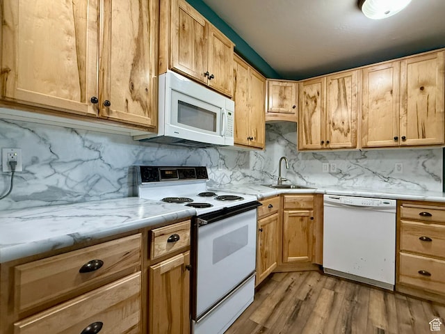 3870 S 2500 E, Vernal, UT 84078 - kitchen with white appliances, a sink, light countertops, and tasteful backsplash